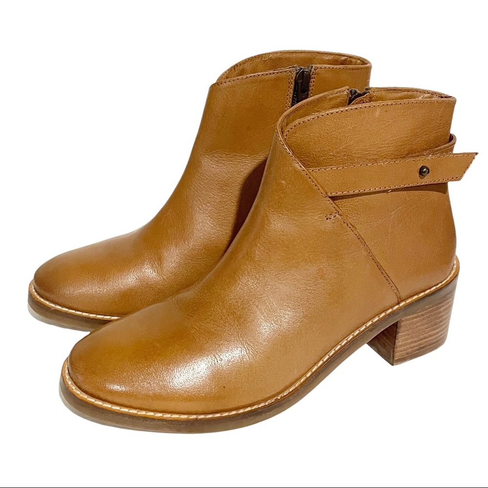 Fat Face Womens Size 38 Brown Leather Heeled Ankle Boots‎